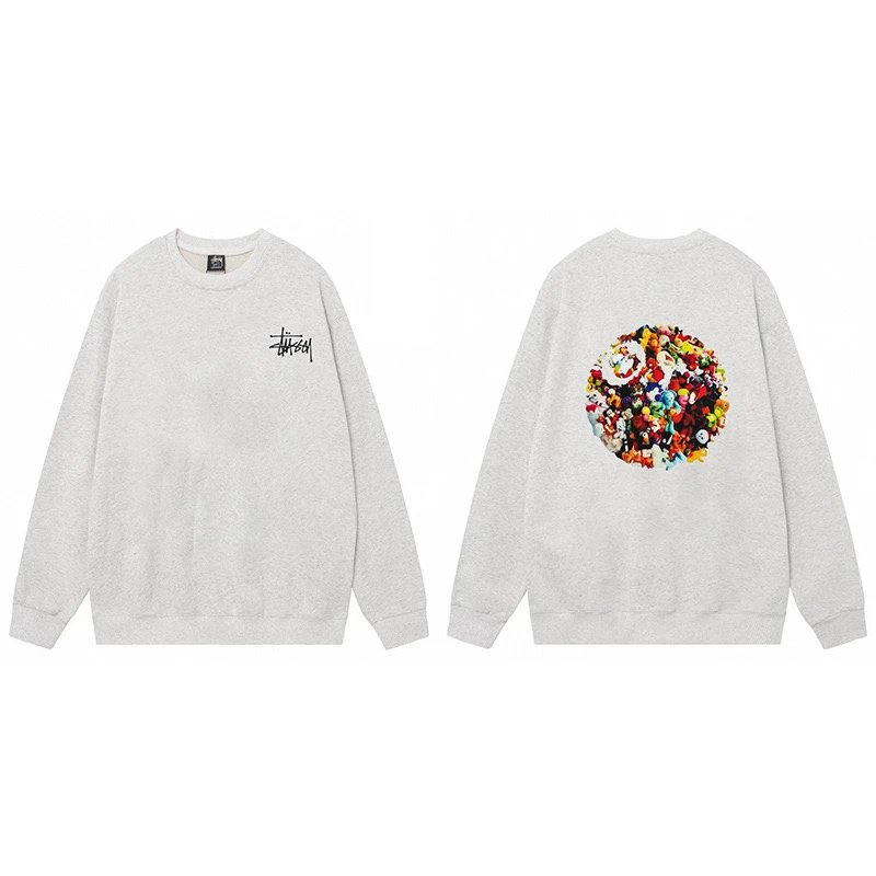 Stussy Dice Print Crewneck Sweatshirt Black Hoodie - 7