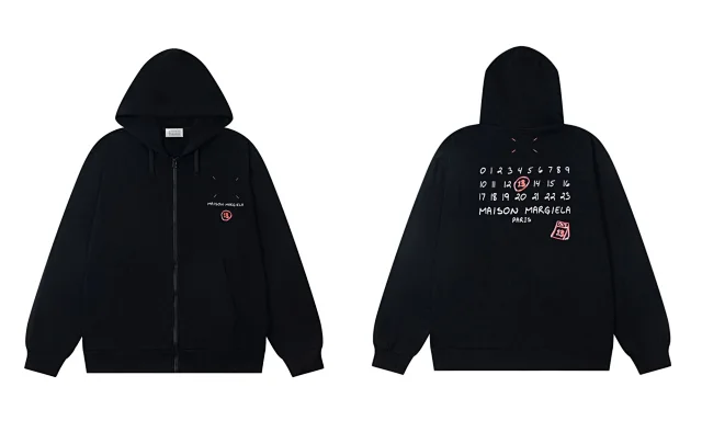 Maison Margiela Hoodies & Sweatshirts Numeric Logo Zip-Up Hoodie product detail image 7