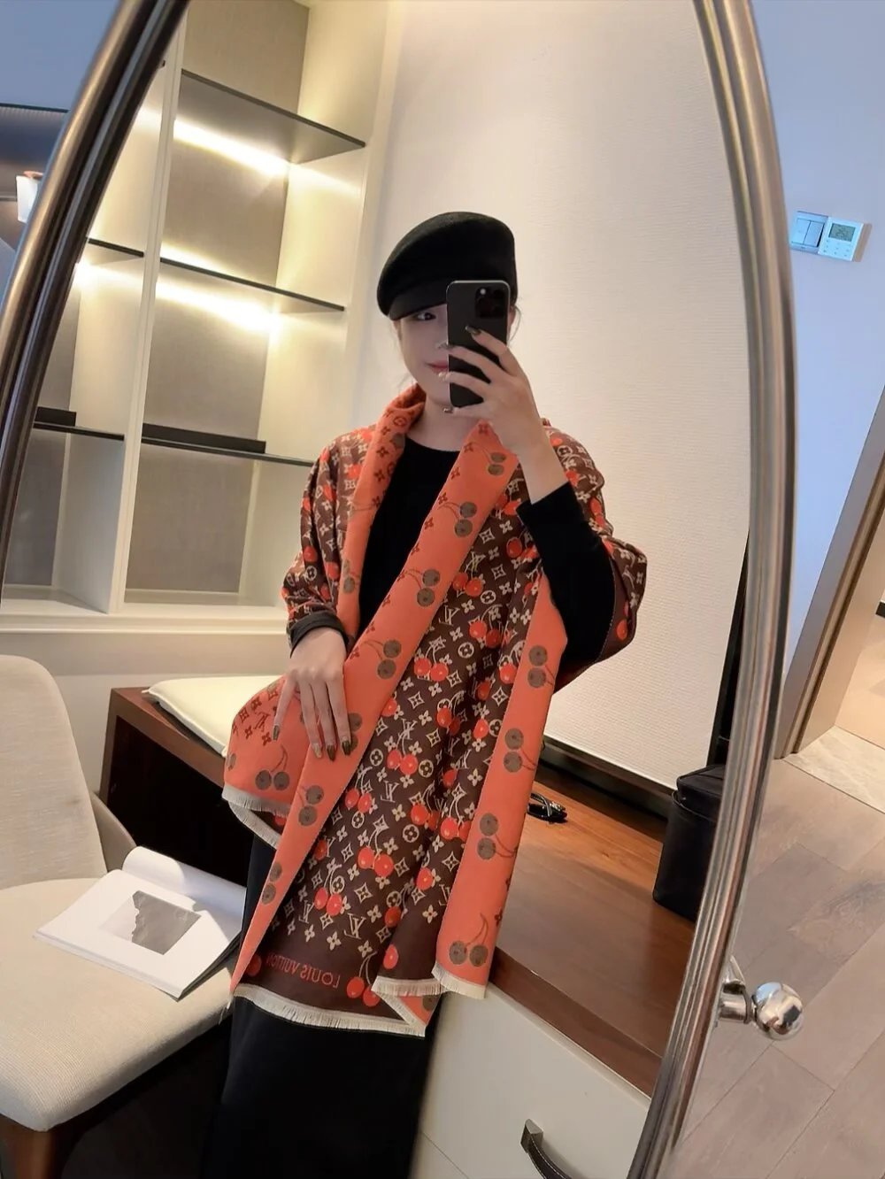 Louis Vuitton Cherry Monogram Shawl Brown Scarves - 12