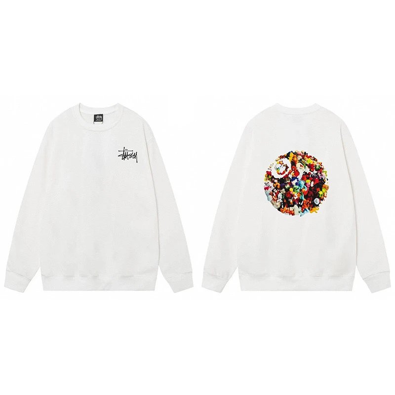Stussy Dice Print Crewneck Sweatshirt Black Hoodie - 9