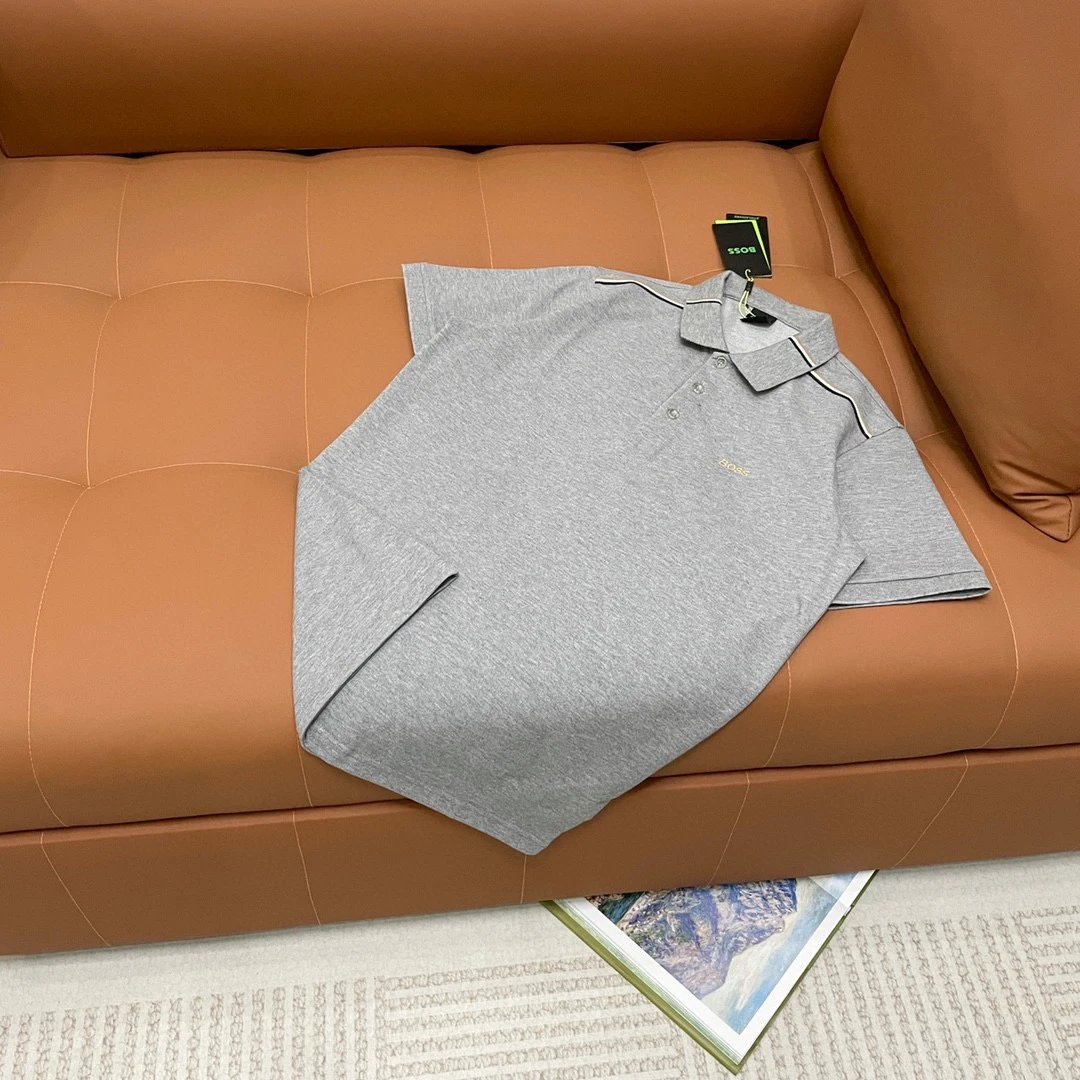 Hugo Boss Tipped Collar Polo Grey Gold