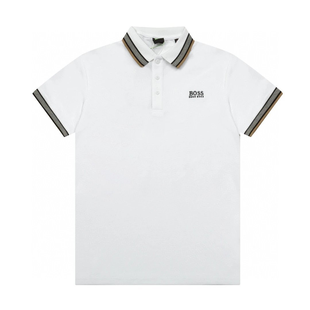 Hugo Boss Polo White with Striped Collar and Cuffs Polo Shirt - 4
