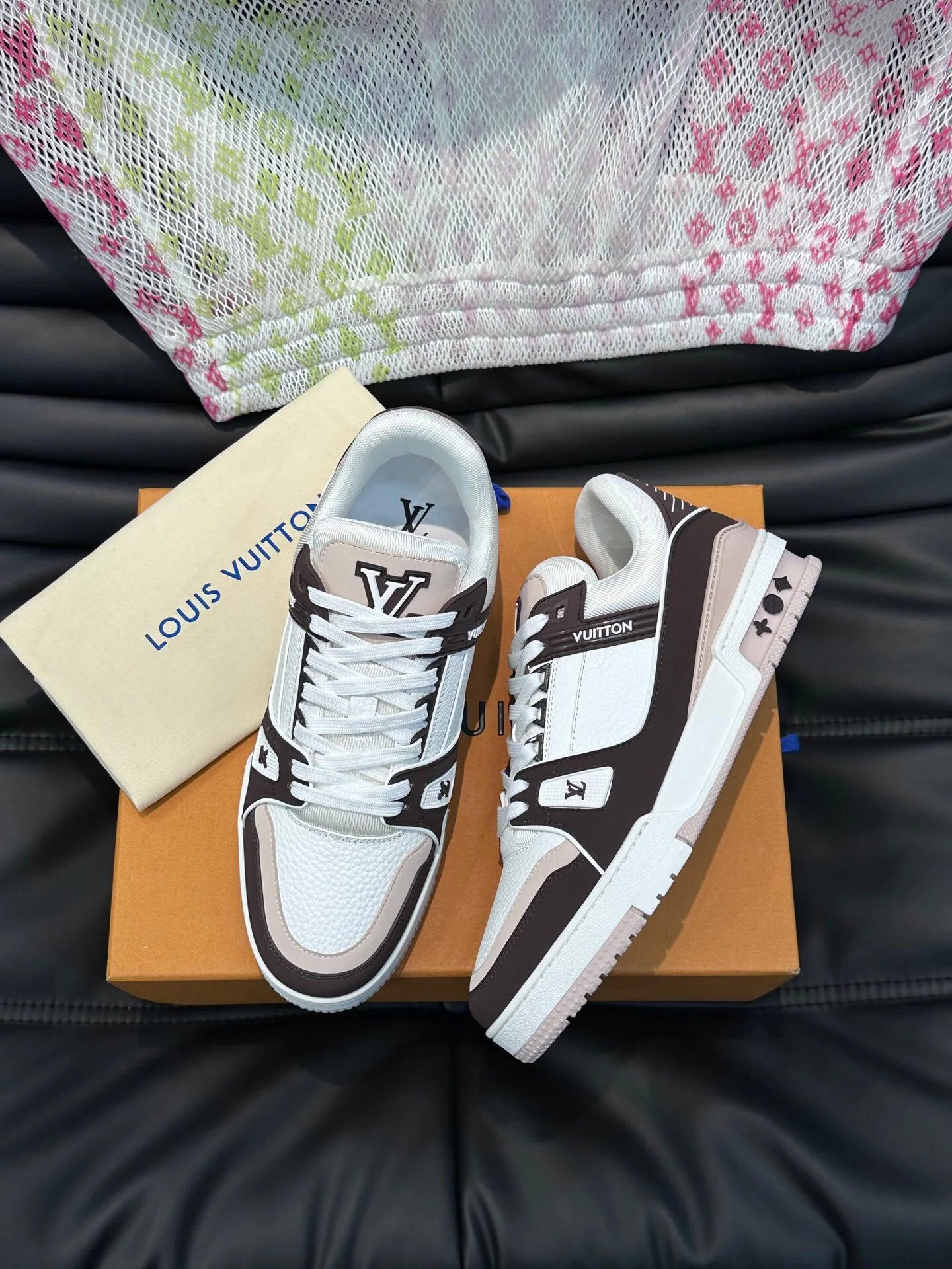 Louis Vuitton Trainer Leather Brown White