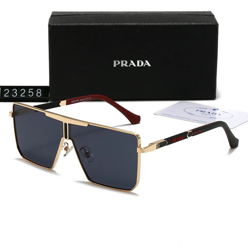 Prada Square Frame Sunglasses Black Gold