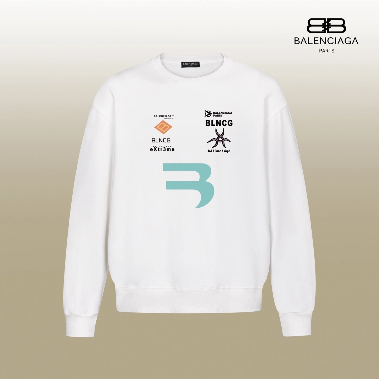Balenciaga Logo Print White Hoodie - 9