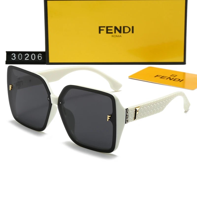 Fendi FF Logo Oversized Sunglasses White Frame Grey Lens