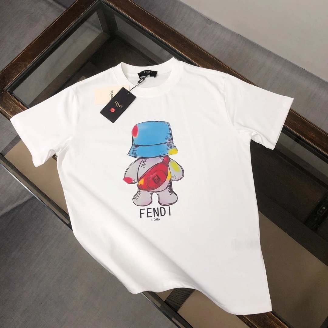 Fendi Bear Print White T-Shirt - 1
