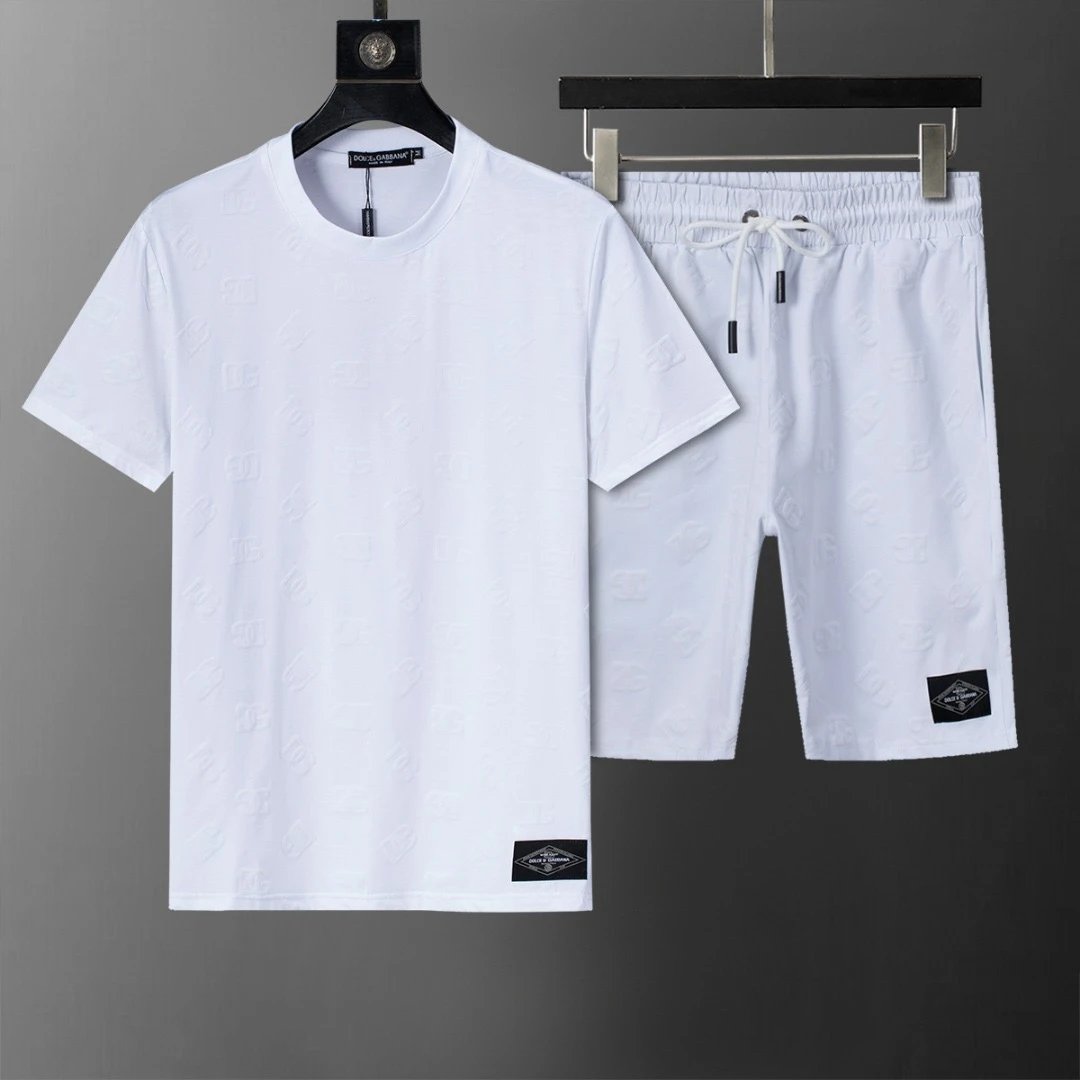 Dolce Gabbana DG Embossed Short Set White