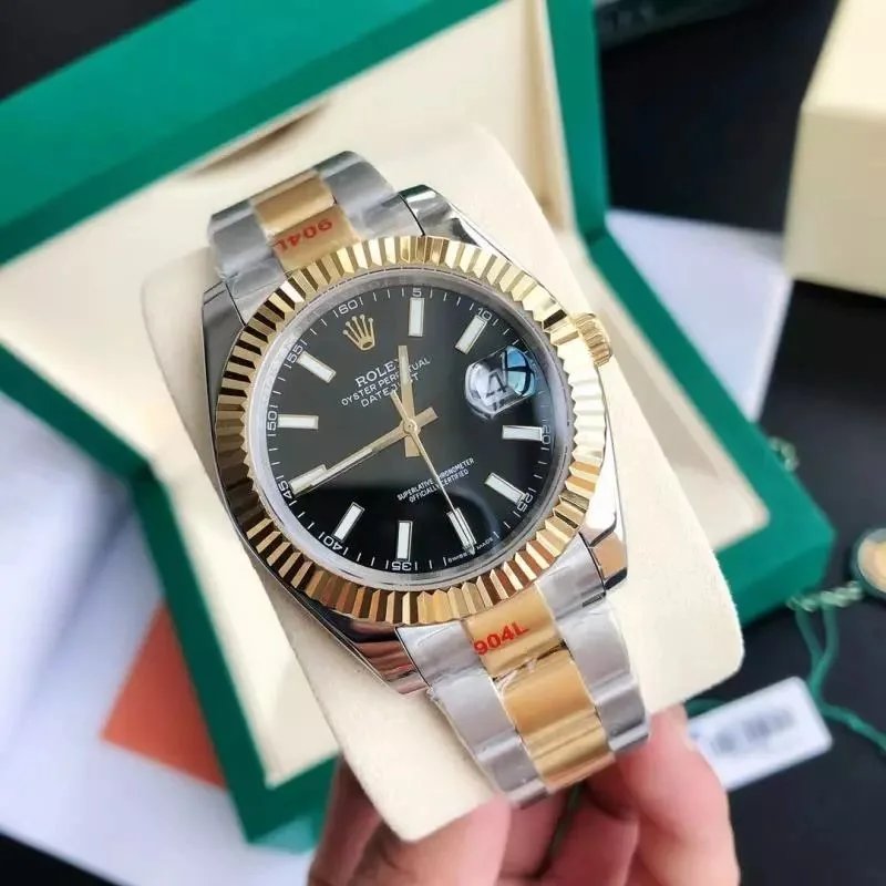 Two-Tone Yellow Gold Black Dial · 3-Link Bracelet