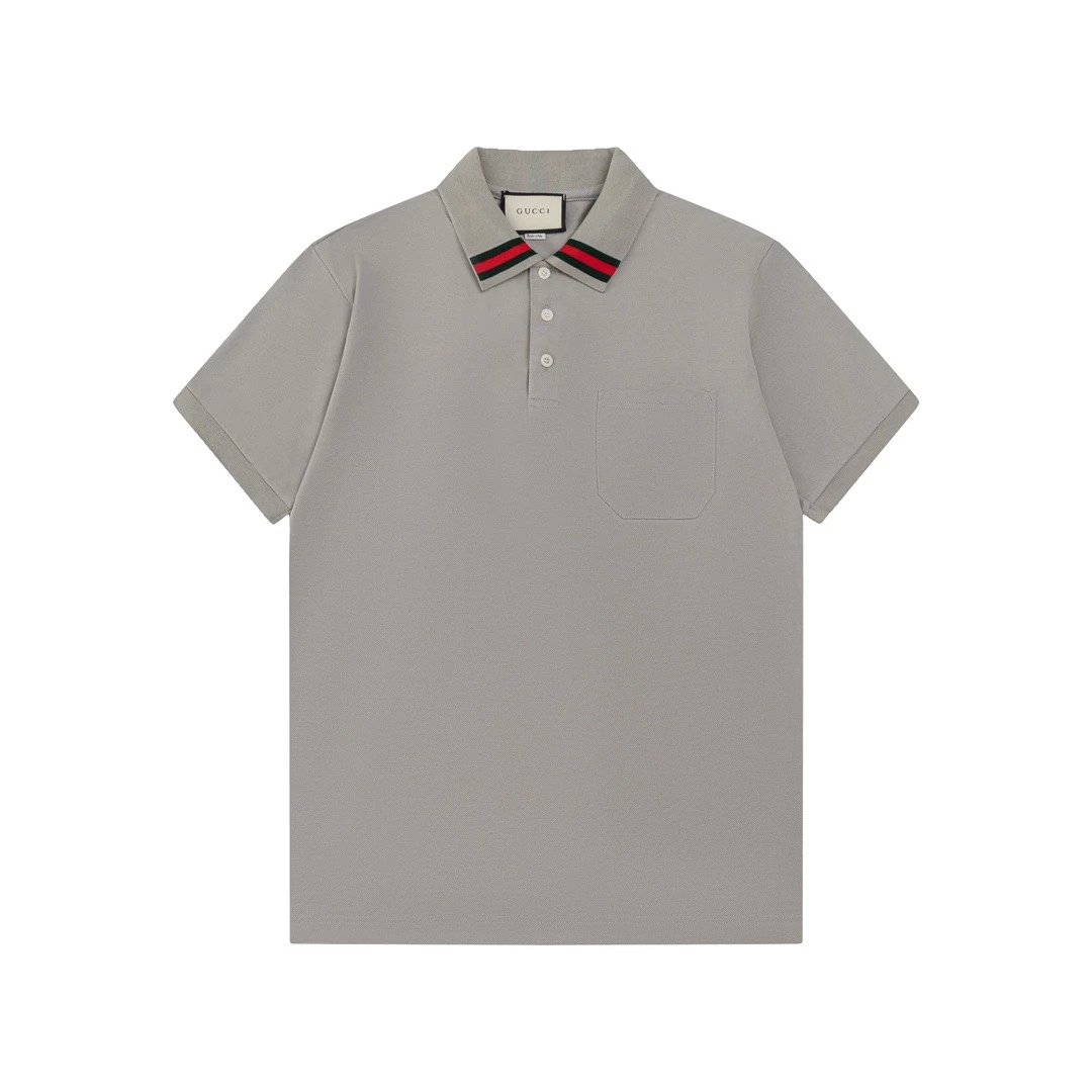 Gucci Web Stripe Collar Polo Grey