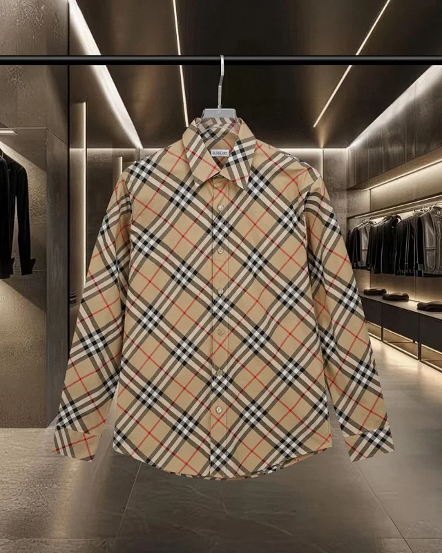Burberry Shirts Long-sleeve plaid button-up shirt product detail image 5