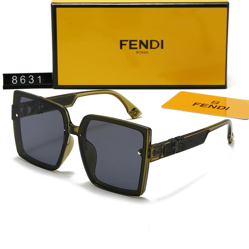 Fendi Sunglasses 8631 Oversized Square Grey Frame Purple Gradient FF Buckle Arms