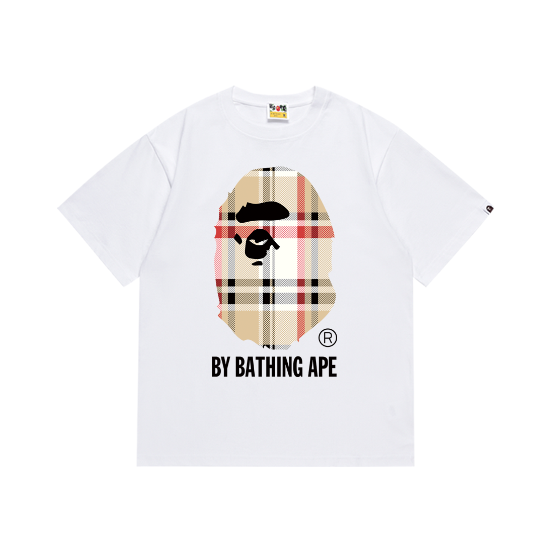 BAPE By Bathing Ape Burberry Check Ape Head Tee White