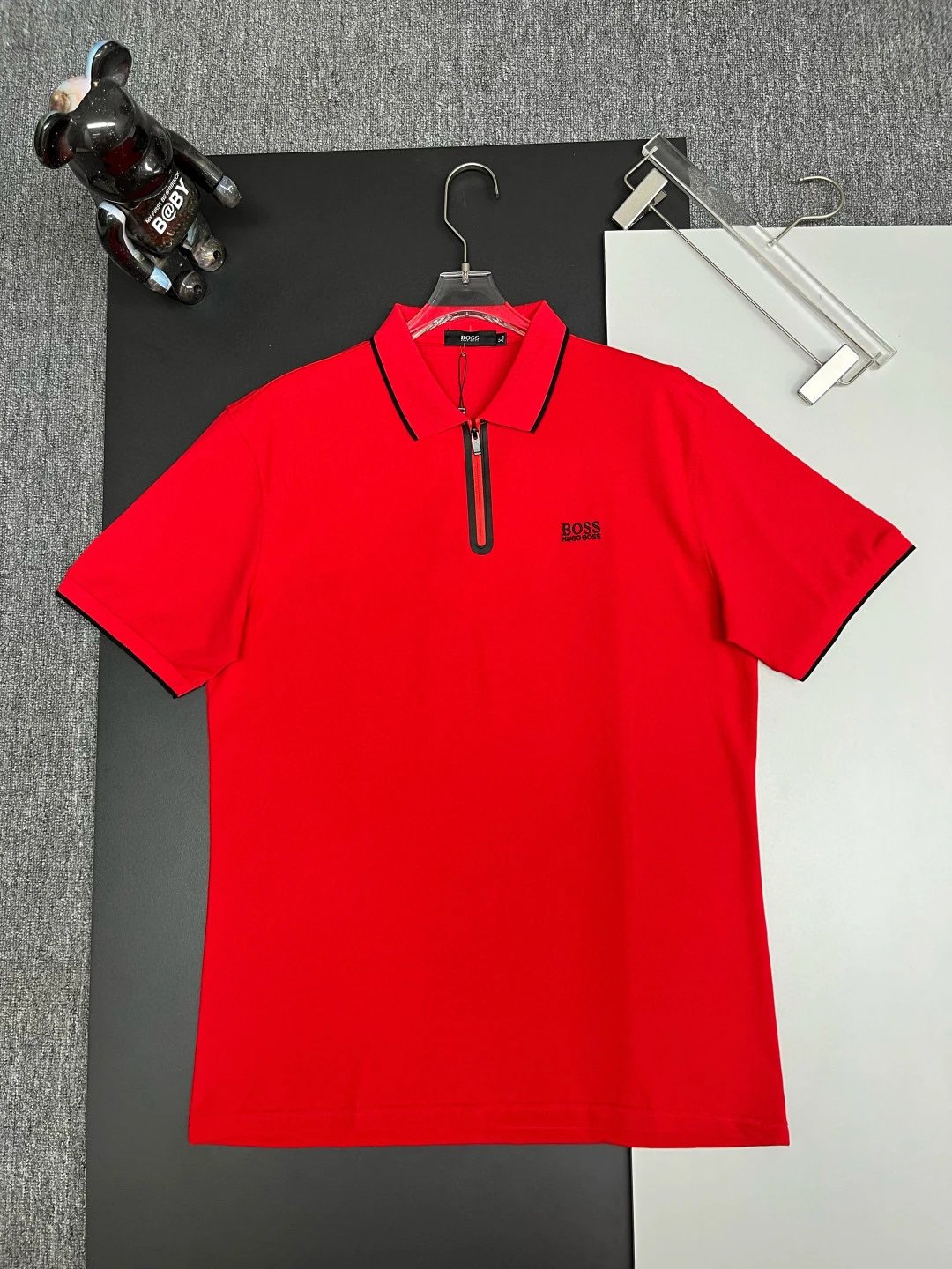 Hugo Boss Zip Polo Shirt Red