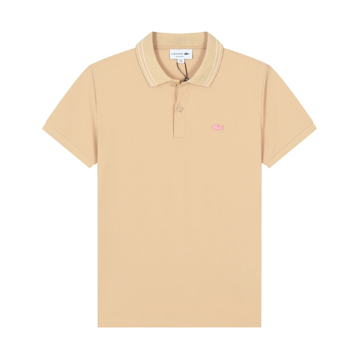 Lacoste Polo Shirt Beige Pink Croc