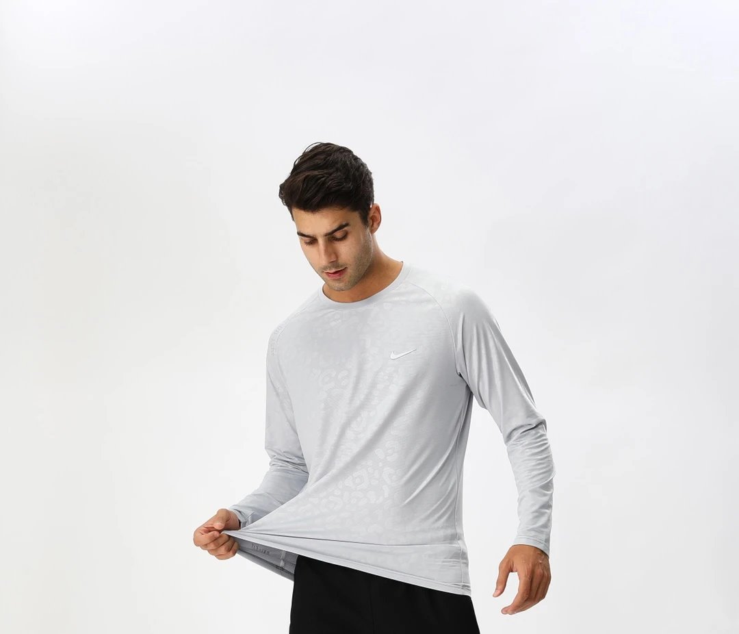 Nike Dri-FIT Long Sleeve Running Shirt Light Grey