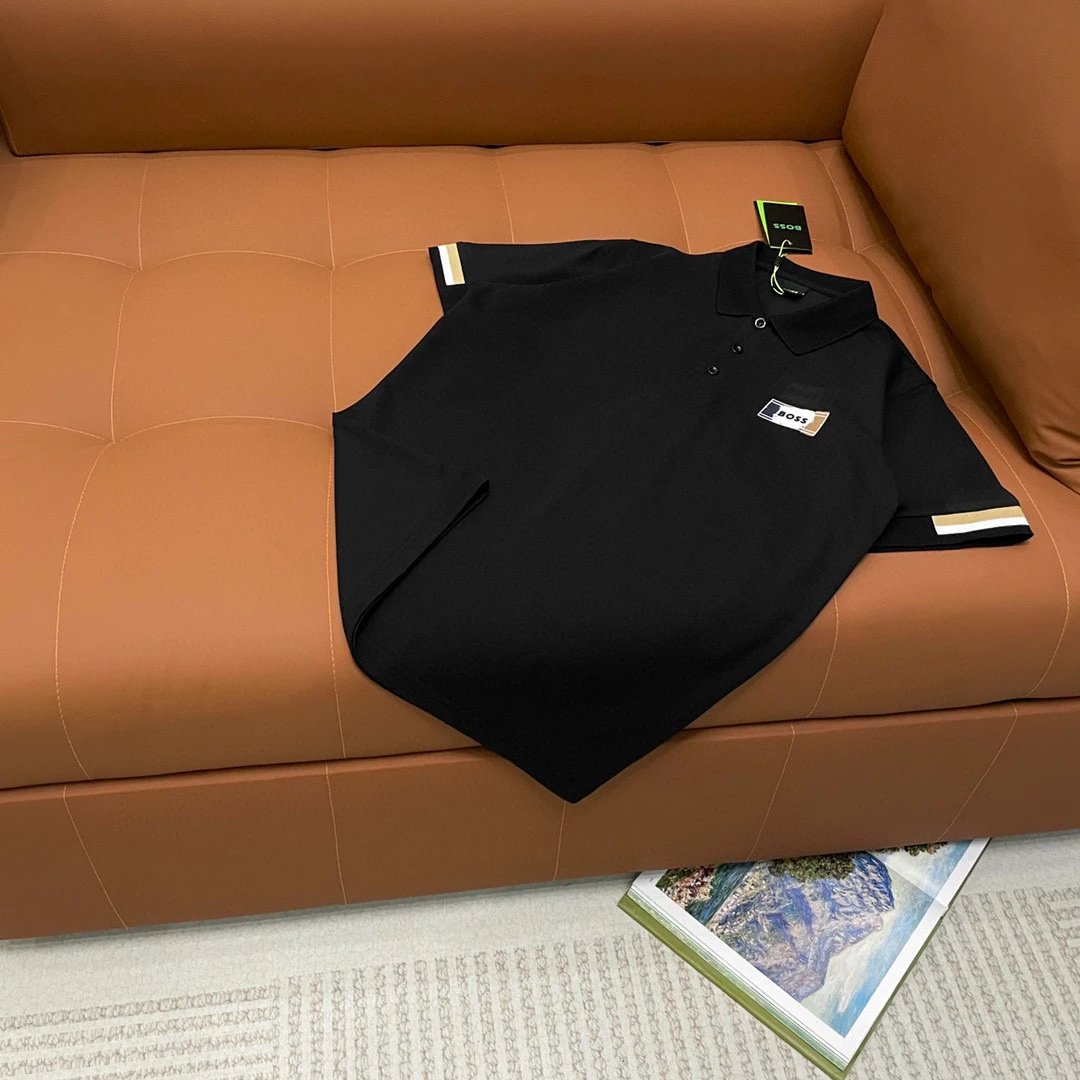 Hugo Boss Athleisure Stripe Cuff Polo Black Gold