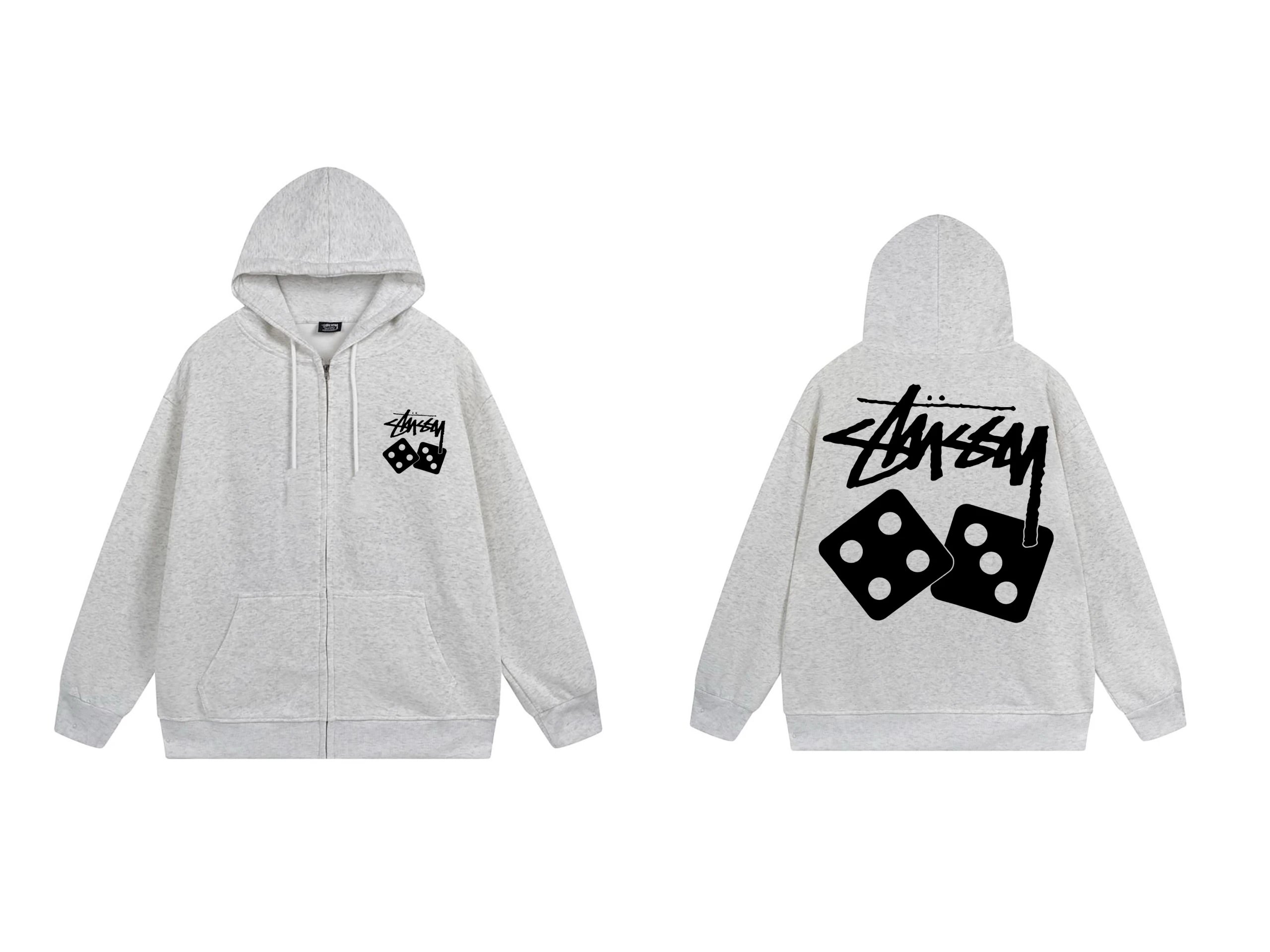 Stussy Arch Logo Zip-Up Hoodie Gray - 8