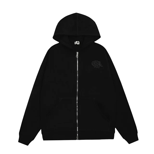 Unbranded Hoodies & Sweatshirts Zip-Up Hooded Sweatshirt with Chest Graphic product detail image 3