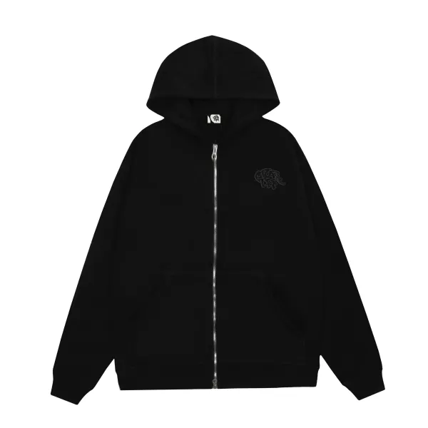 Design Zip-Up Hoodie Navy with Embroidered Logo - 4