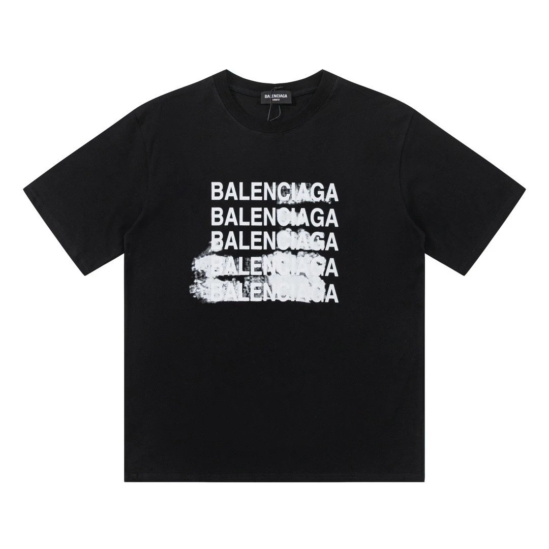 Balenciaga Blurred Repeat Logo Tee Black