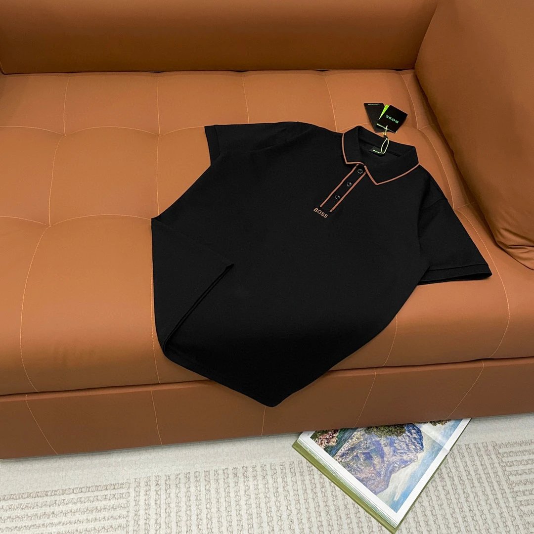 Hugo Boss Contrast Placket Polo Black Rose