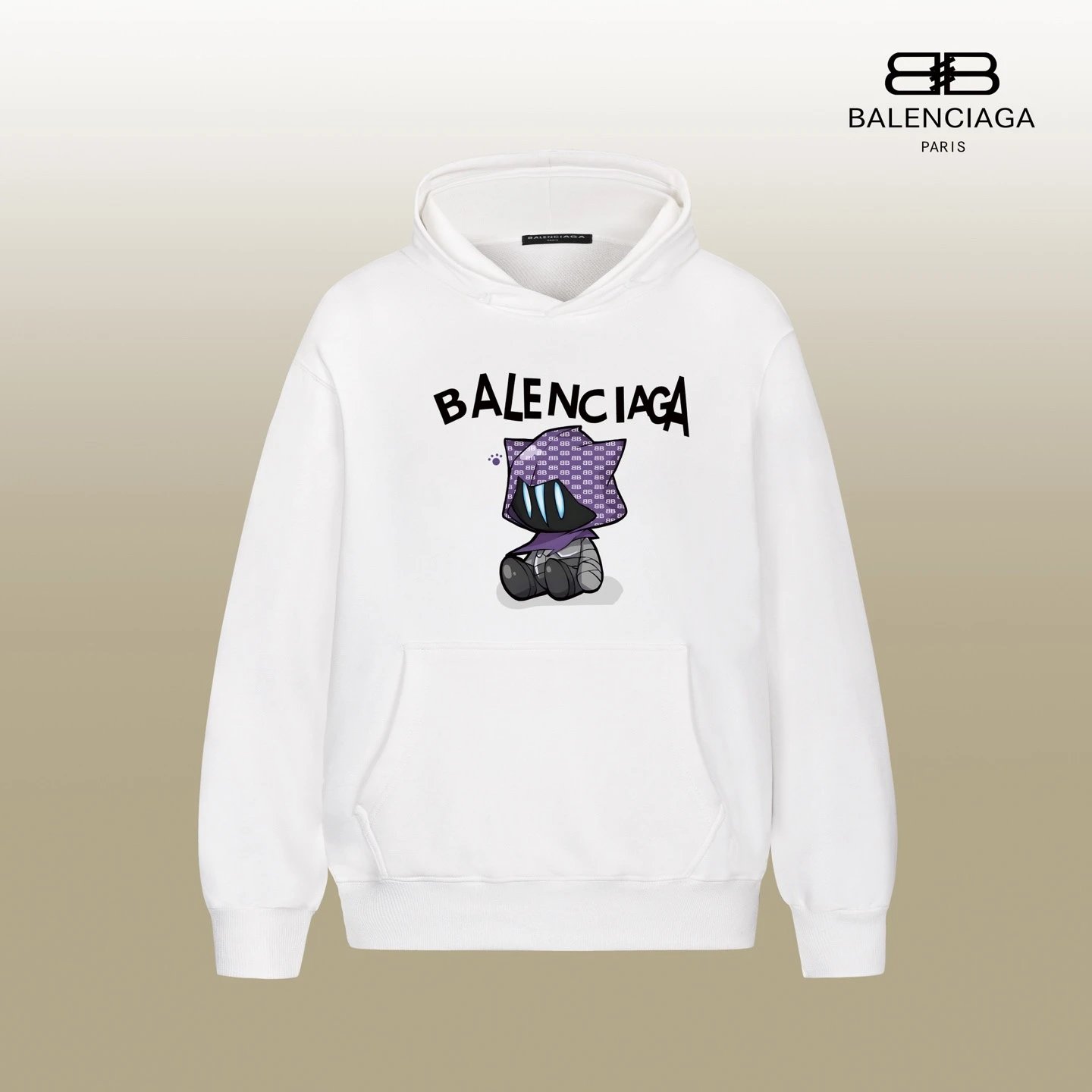 Balenciaga Logo Wave Hoodie White - 9