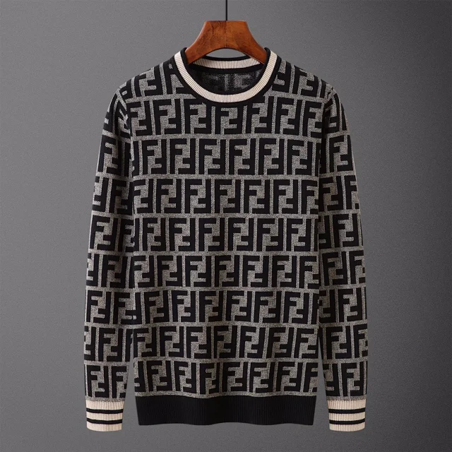 Fendi Knitwear Crew-Neck FF Monogram Knit Sweater product detail image 4