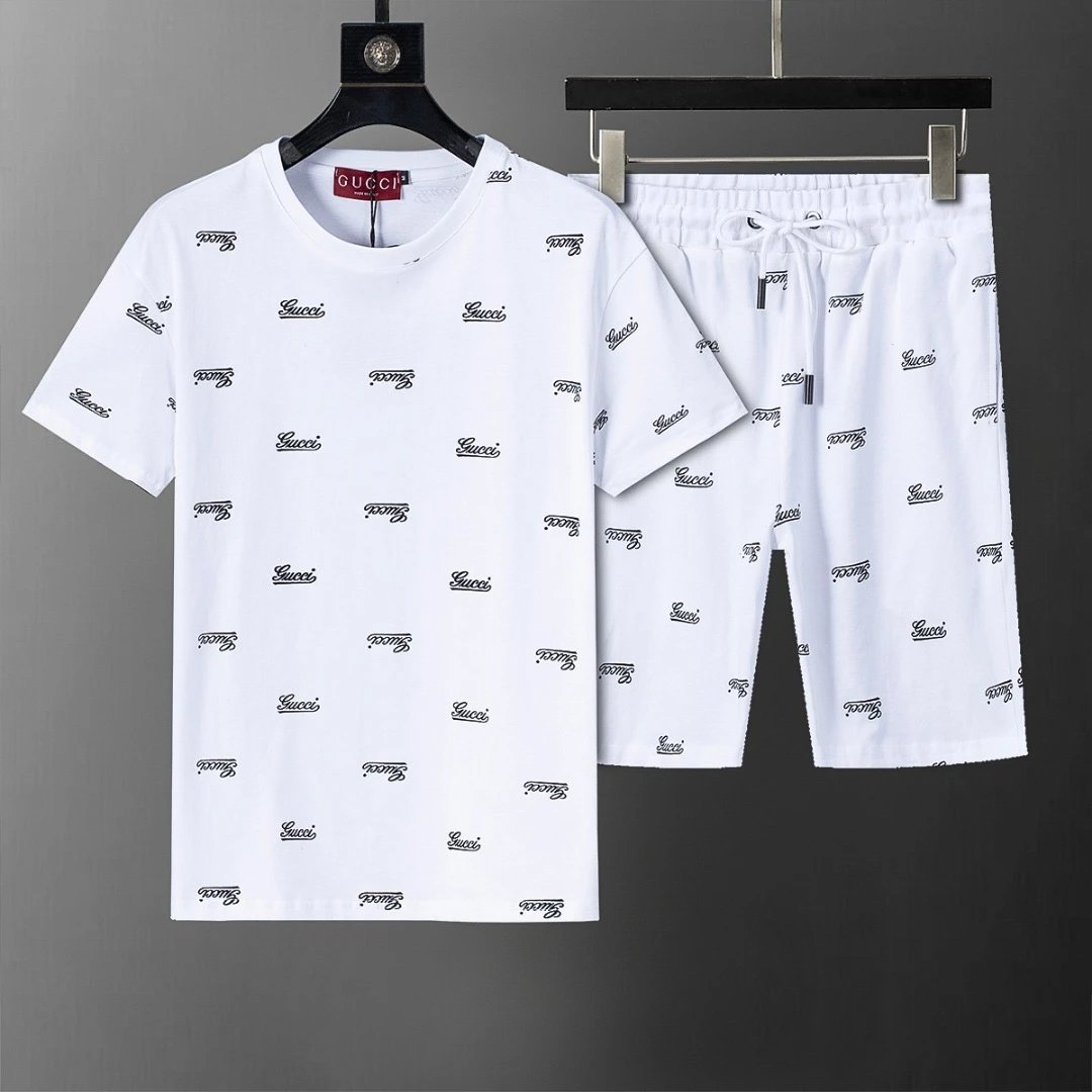 Gucci Script Allover Logo Short Set White