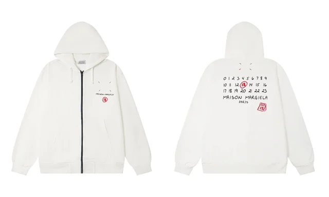 Maison Margiela Hoodies & Sweatshirts Numeric Logo Zip-Up Hoodie product detail image 3