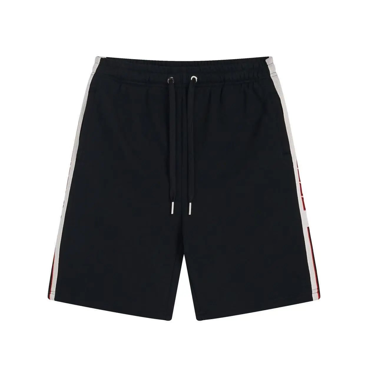 Moncler Side Stripe Logo Shorts Black White Red