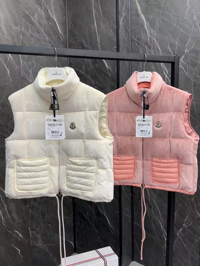 Moncler Vests Quilted zip-up high-neck vest with patch pockets and drawstring hem product detail image 2
