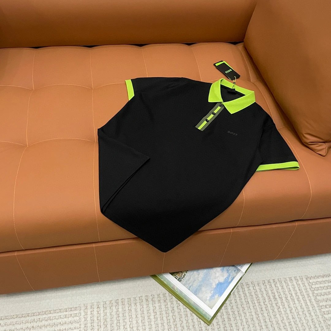 Hugo Boss Paddy Pro Polo Black Neon Green Collar