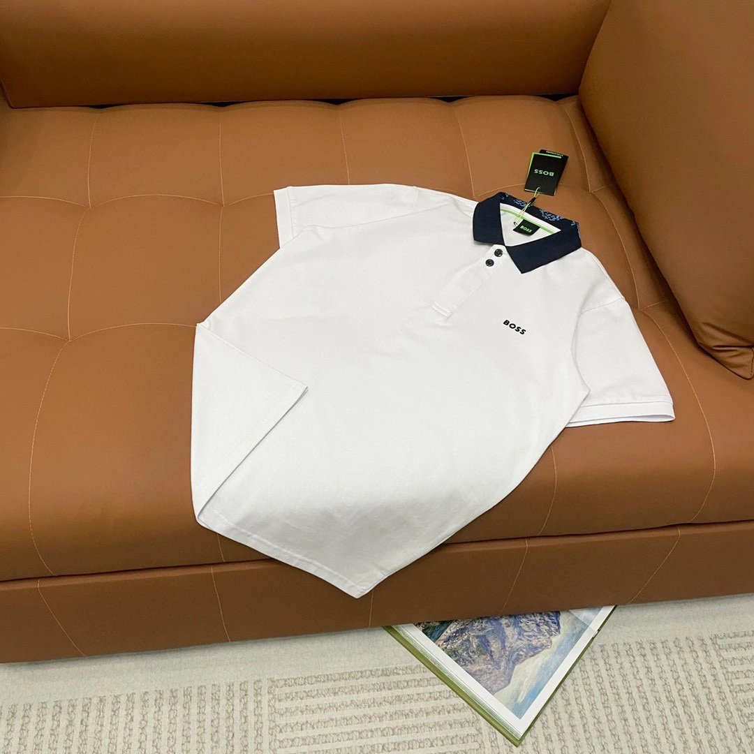 Hugo Boss Contrast Collar Polo White Navy
