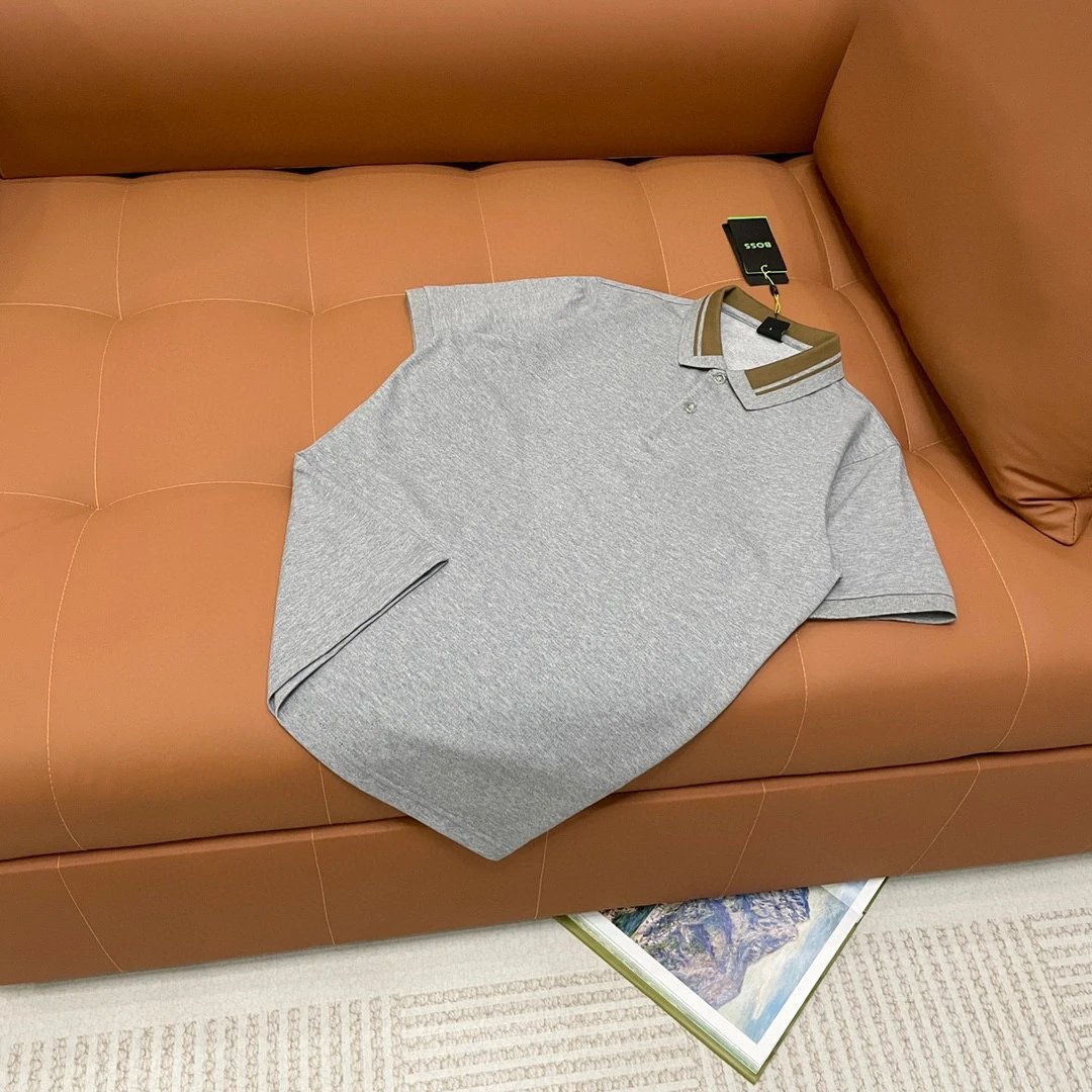 Hugo Boss Contrast Collar Polo Grey Khaki