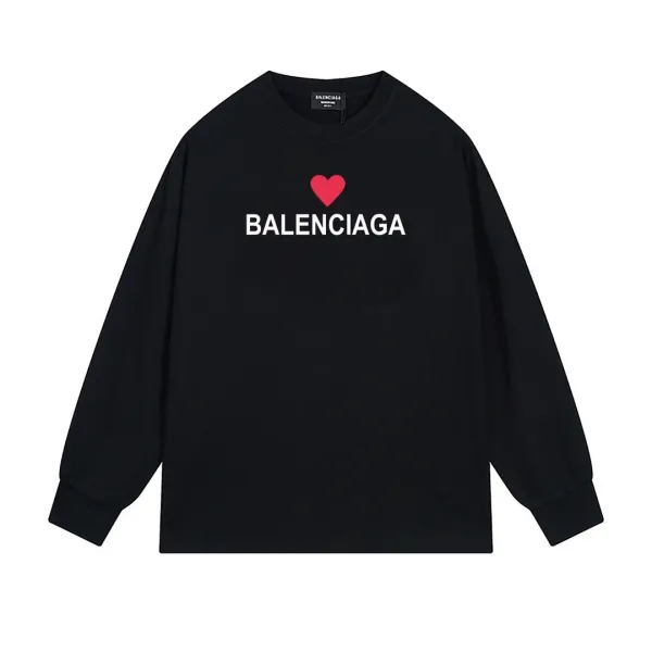 Balenciaga Heart Logo Long Sleeve T-Shirt Black - 1