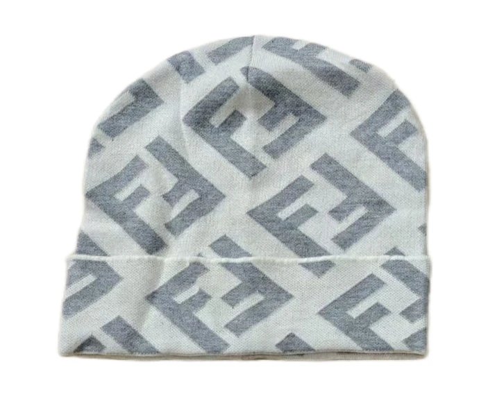 Fendi FF Logo Knit Beanie Black and White - 3