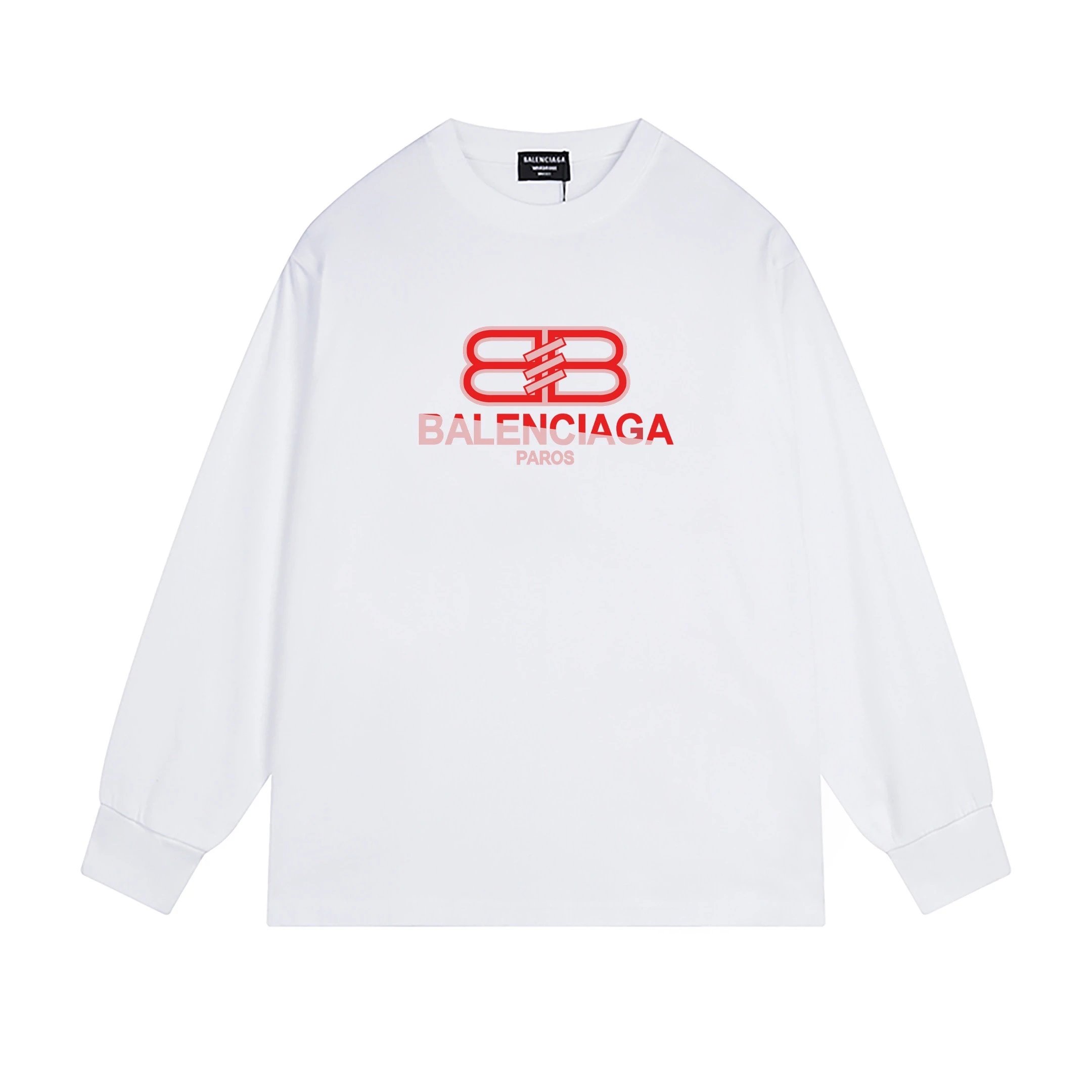 Balenciaga BB Paris Logo LS Tee White Red