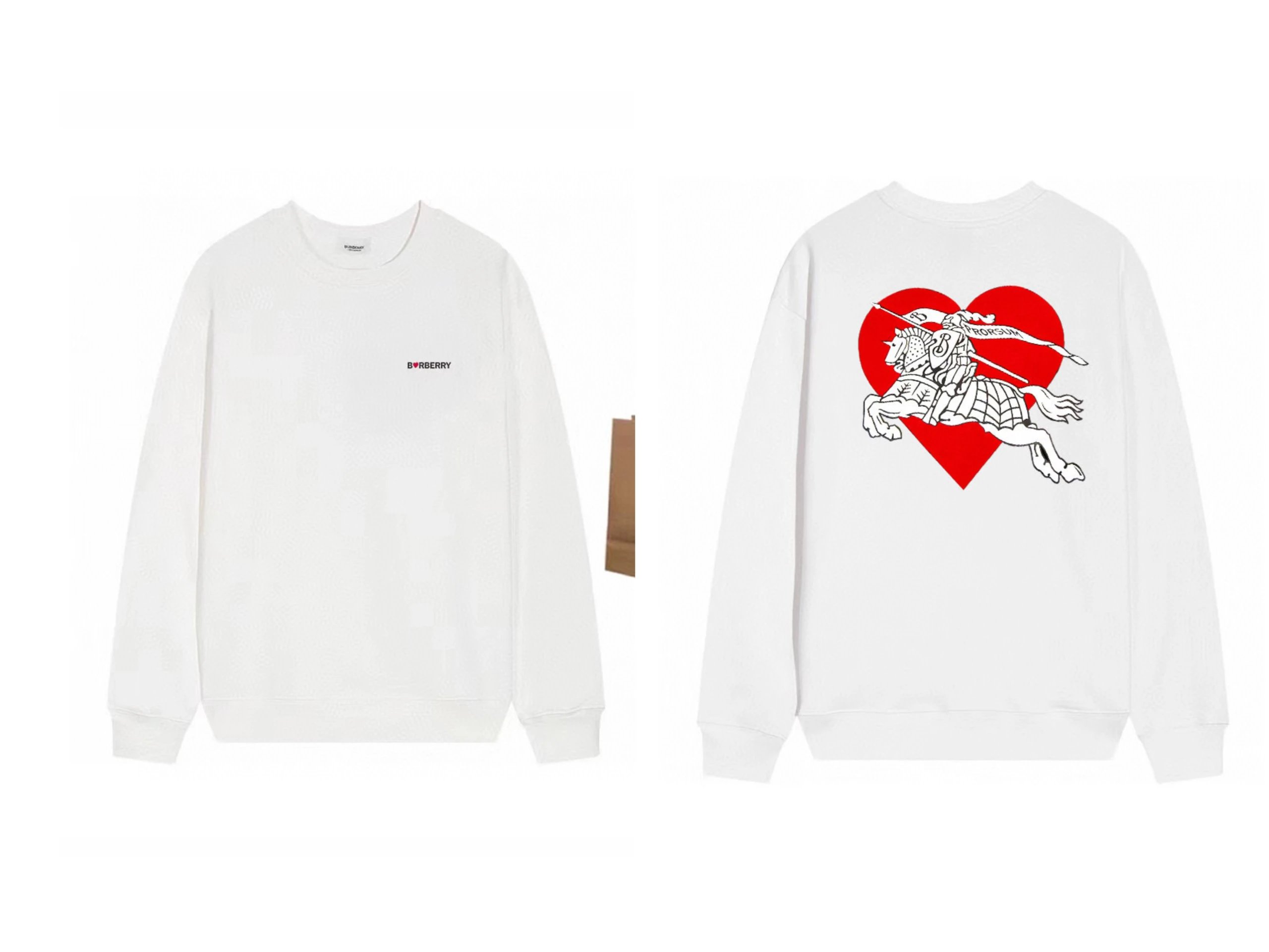 Burberry Logo Print Crewneck Sweatshirt White Hoodie - 9