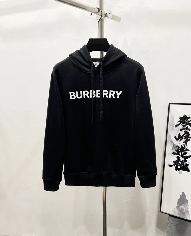 Burberry Hoodies & Sweatshirts Drawstring hooded sweatshirt with kangaroo pocket and logo graphic product detail image 4