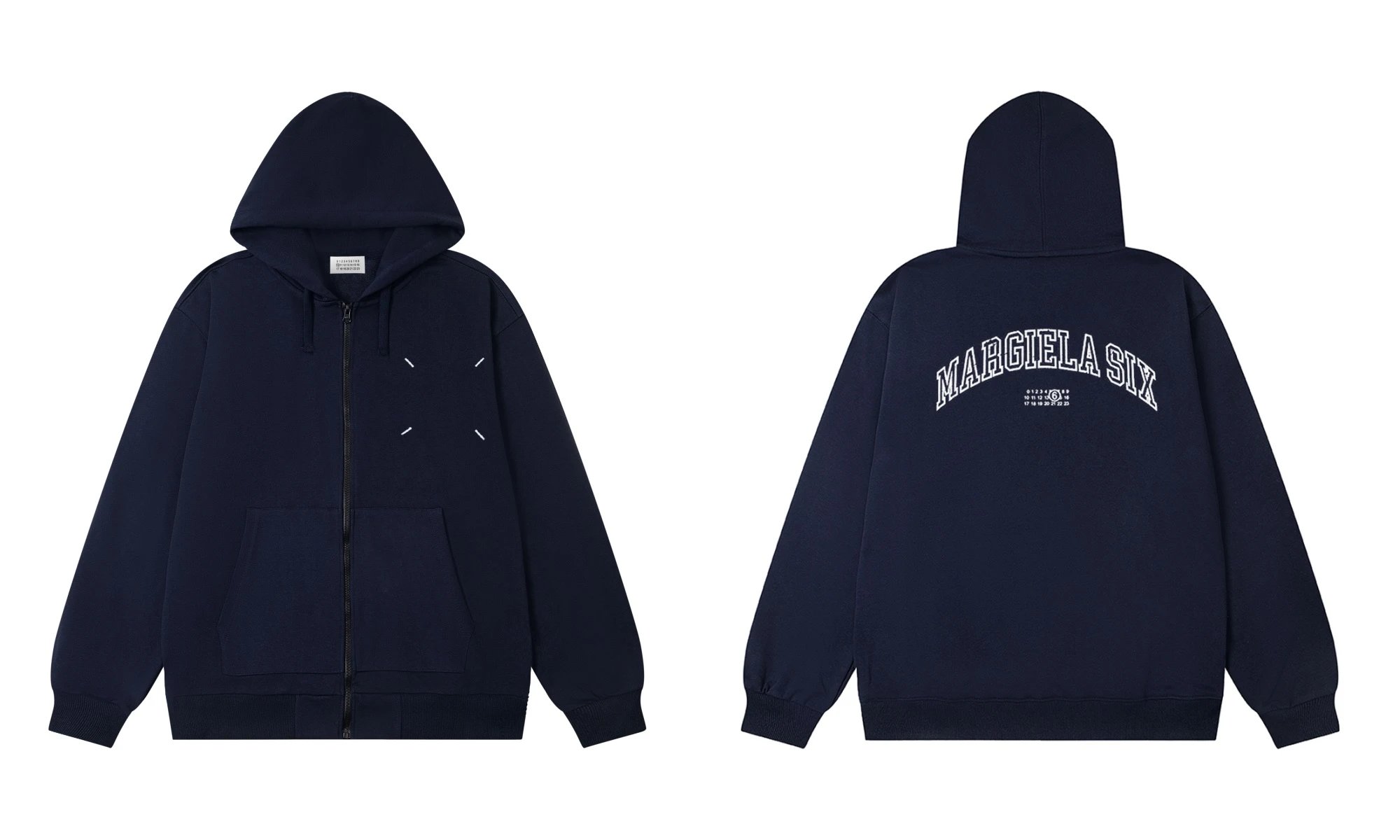 MM6 Maison Margiela Margiela Six Zip Hoodie Navy