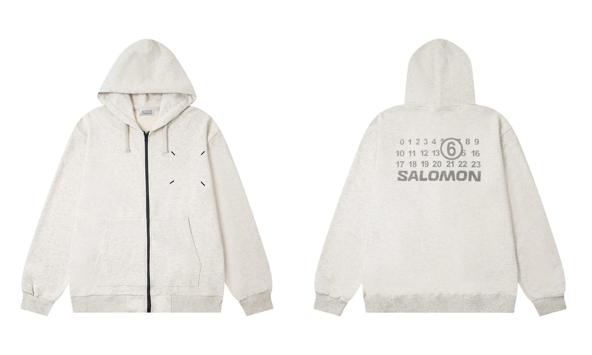 MM6 Maison Margiela x Salomon Numbers Back Zip Hoodie Cream
