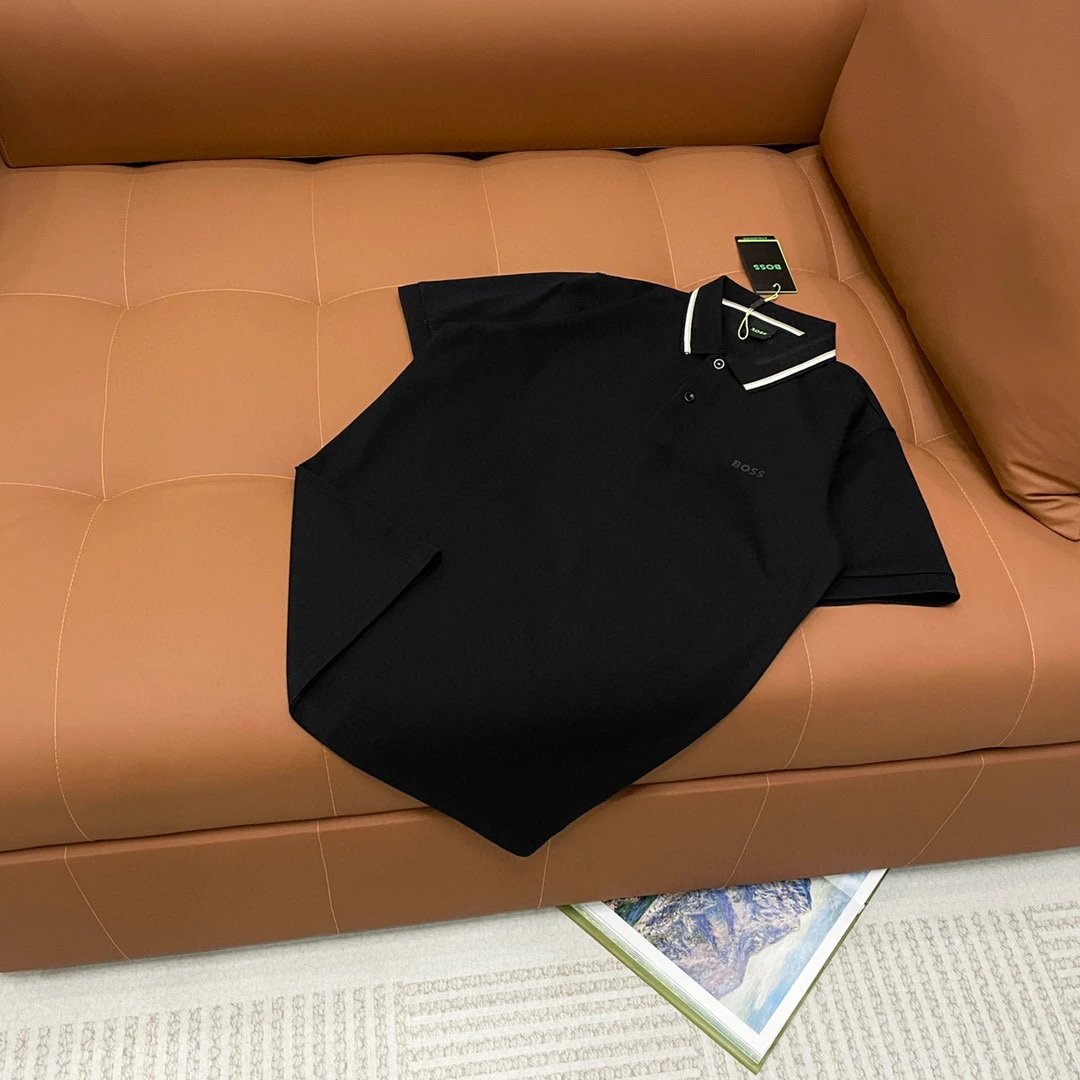 Hugo Boss Tipped Collar Polo Black Cream