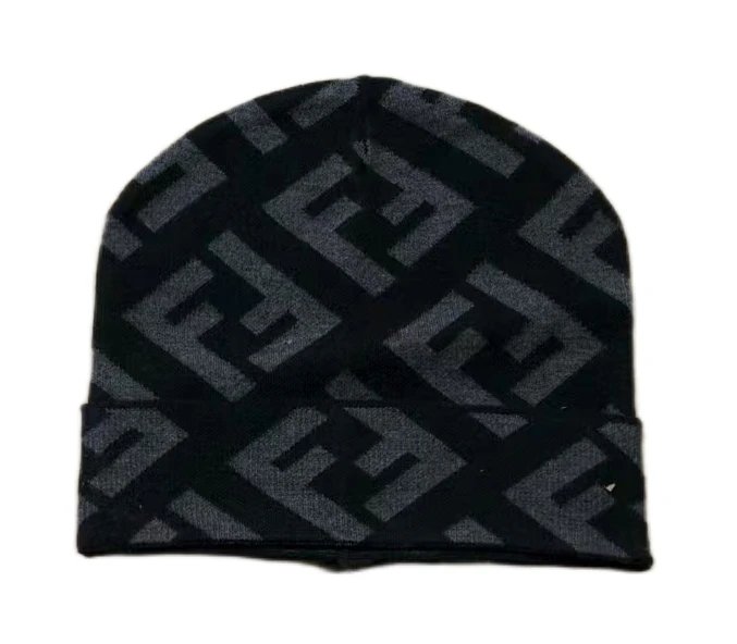 Fendi FF Logo Knit Beanie Black and White - 4