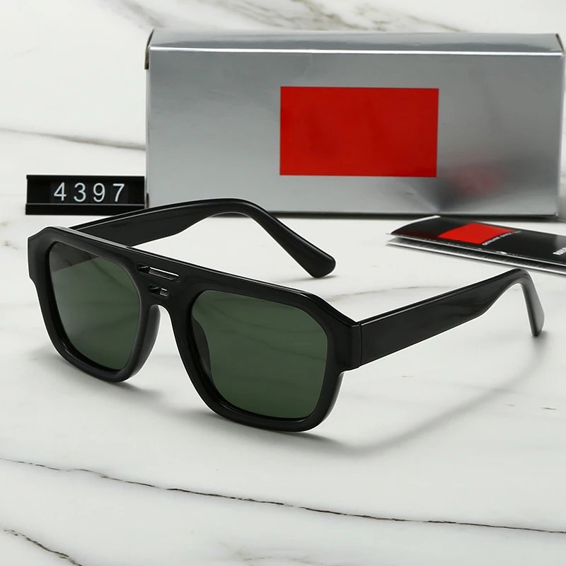 Ray-Ban 7222 Square Sunglasses Black Gradient Frame Grey Lens