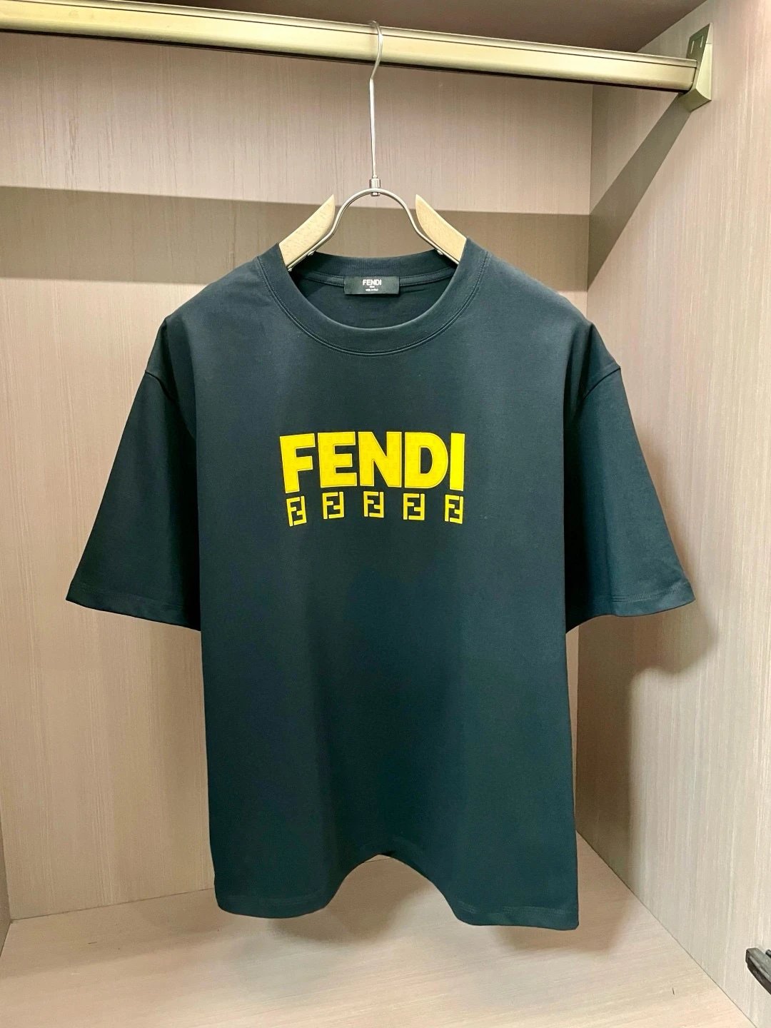 Fendi FF Logo Embroidered Tee Black