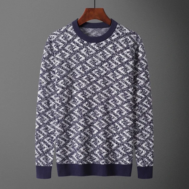 Fendi Knitwear Crew-Neck FF Monogram Knit Sweater product detail image 6