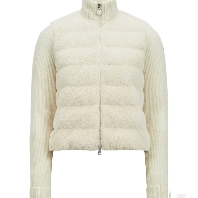 Unbranded Down Jackets Knitted-Sleeve Faux Shearling Puffer Jacket product detail image 2
