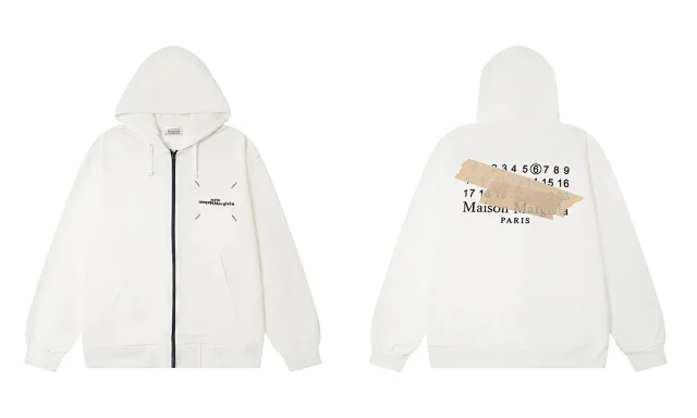 Maison Margiela Hoodies & Sweatshirts Numeric Logo Zip-Up Hoodie product detail image 6