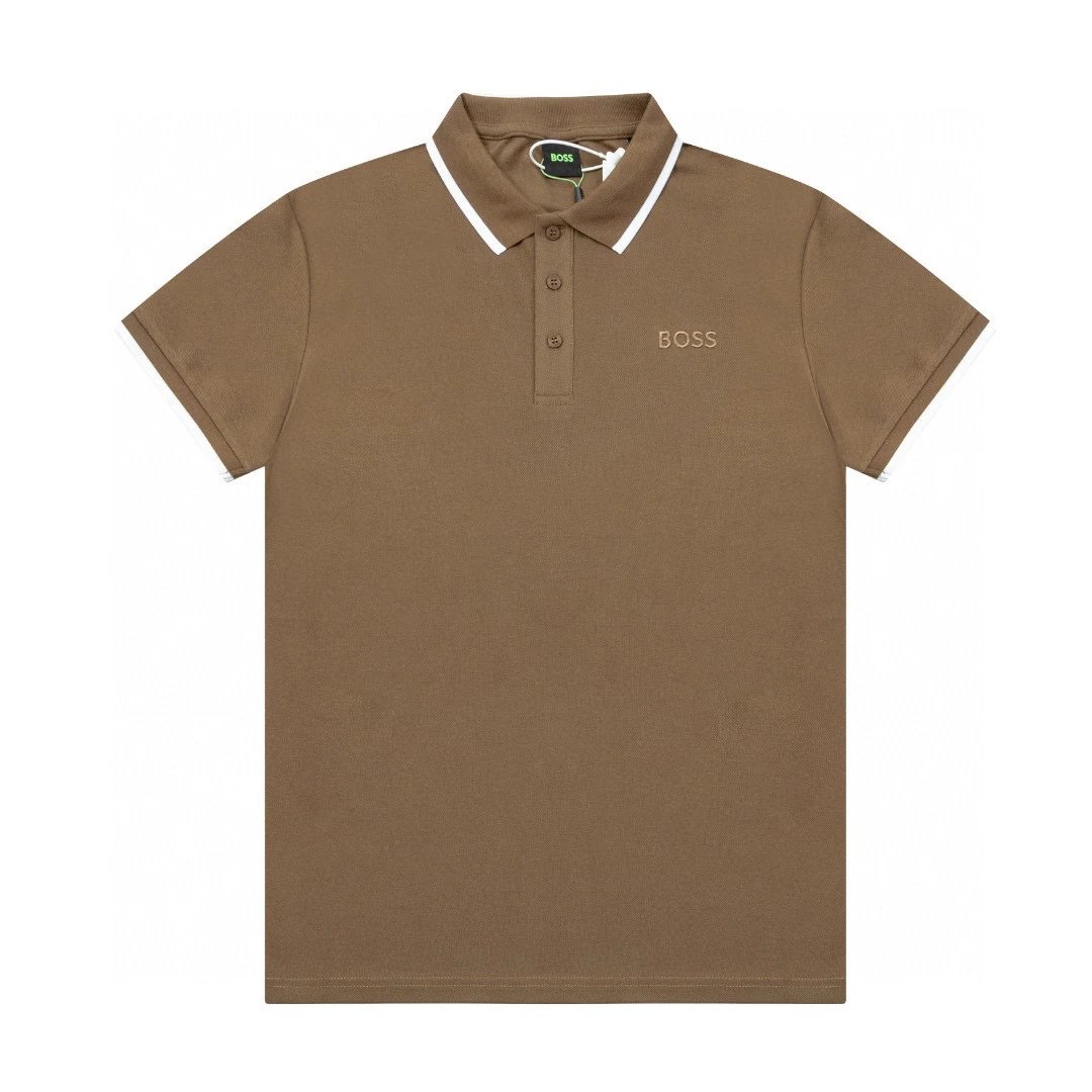 Hugo Boss Polo Shirt Tipped Tan White